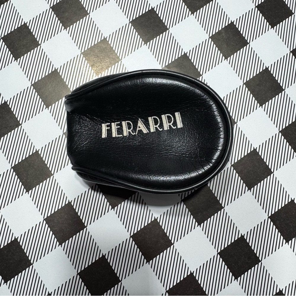 Ferrari Folding Sunglasses Black Leather Zip Pouch Case Logo